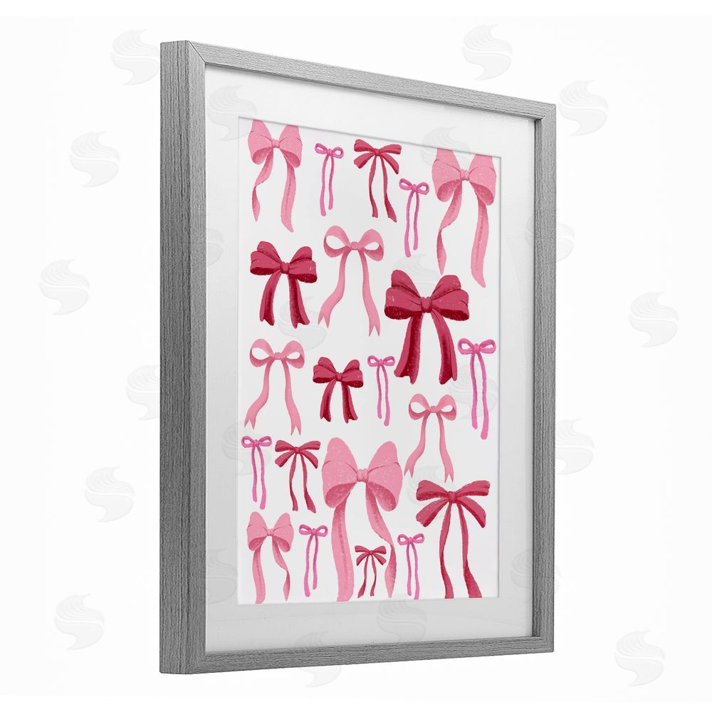 Marcus Prime Bows All Over Pink & Red Gray Framed Print Under Glass Wall Art