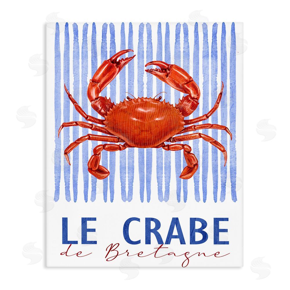Kim Allen Le Crabe Nautical Stripes Stretched Canvas Wall Art Print