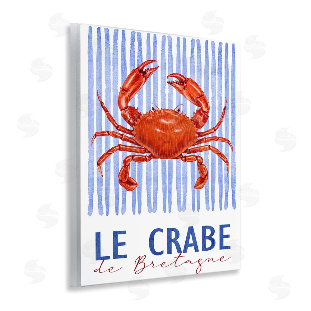 Kim Allen Le Crabe Nautical Stripes Wooden Wall Plaque Art Print