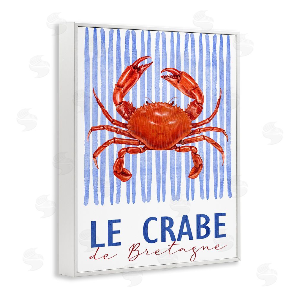 Kim Allen Le Crabe Nautical Stripes White Framed Giclee Wall Art Print