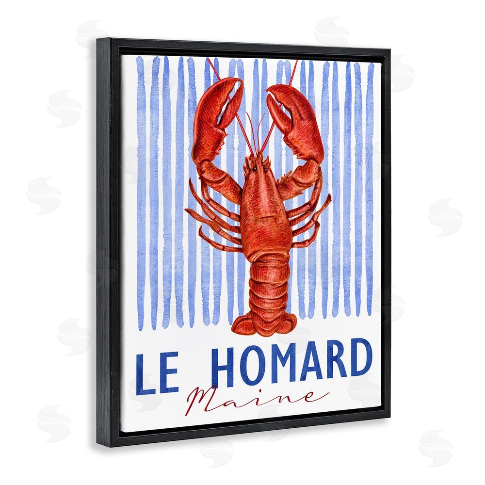 Kim Allen Le Homard Nautical Stripes Black Floating Frame Canvas Wall Art Print