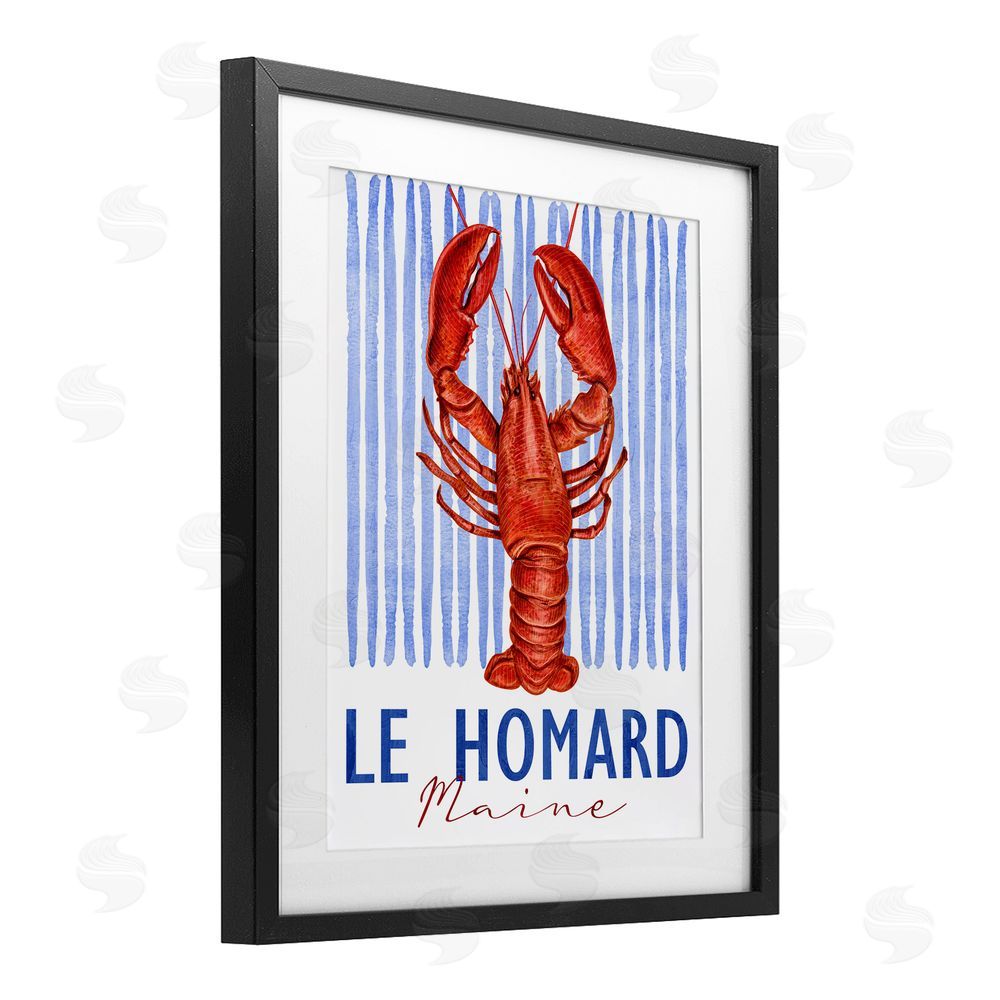 Kim Allen Le Homard Nautical Stripes Black Framed Print Under Glass Wall Art