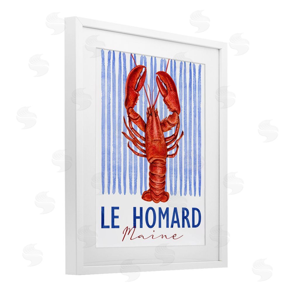 Kim Allen Le Homard Nautical Stripes White Framed Print Under Glass Wall Art