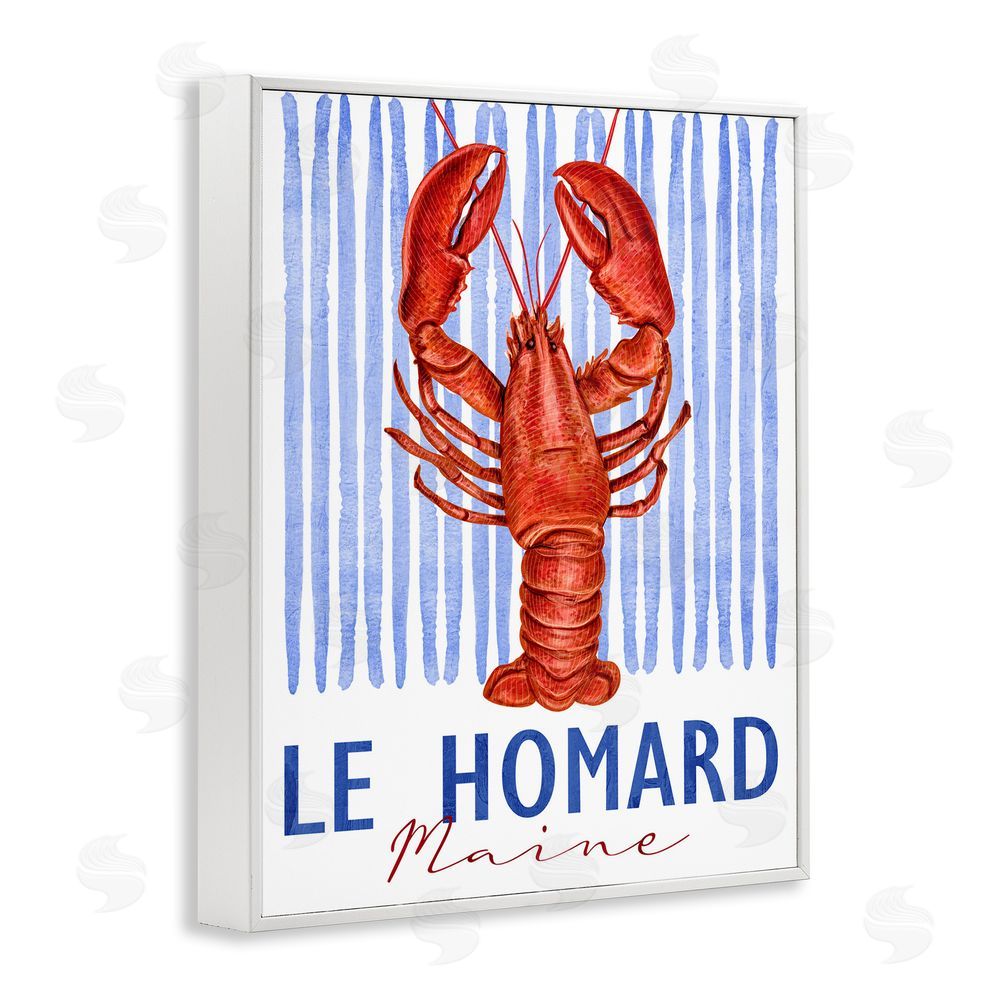 Kim Allen Le Homard Nautical Stripes White Framed Giclee Wall Art Print