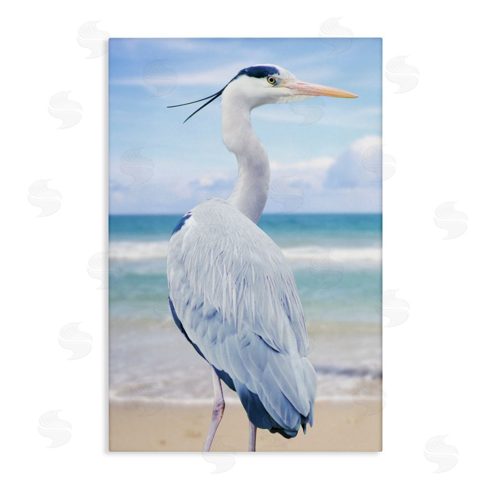 Marcus Prime Vacationing Heron by Seaside Stretched Canvas Wall Art Print