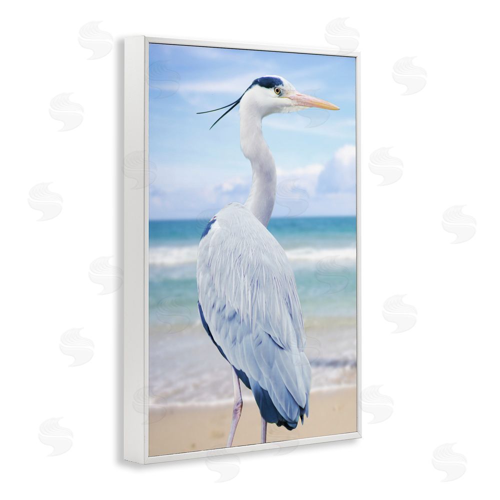 Marcus Prime Vacationing Heron by Seaside White Framed Giclee Wall Art Print