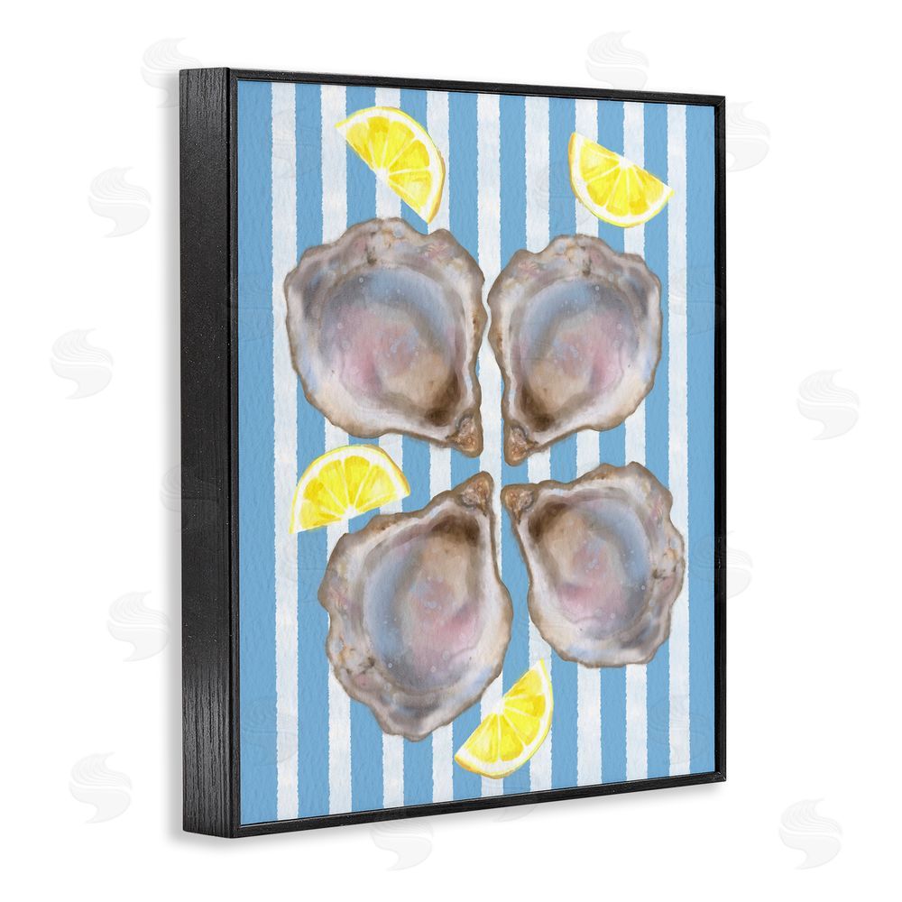 Matthew Piotrowicz Blue Stripe Oysters Black Framed Giclee Wall Art Print