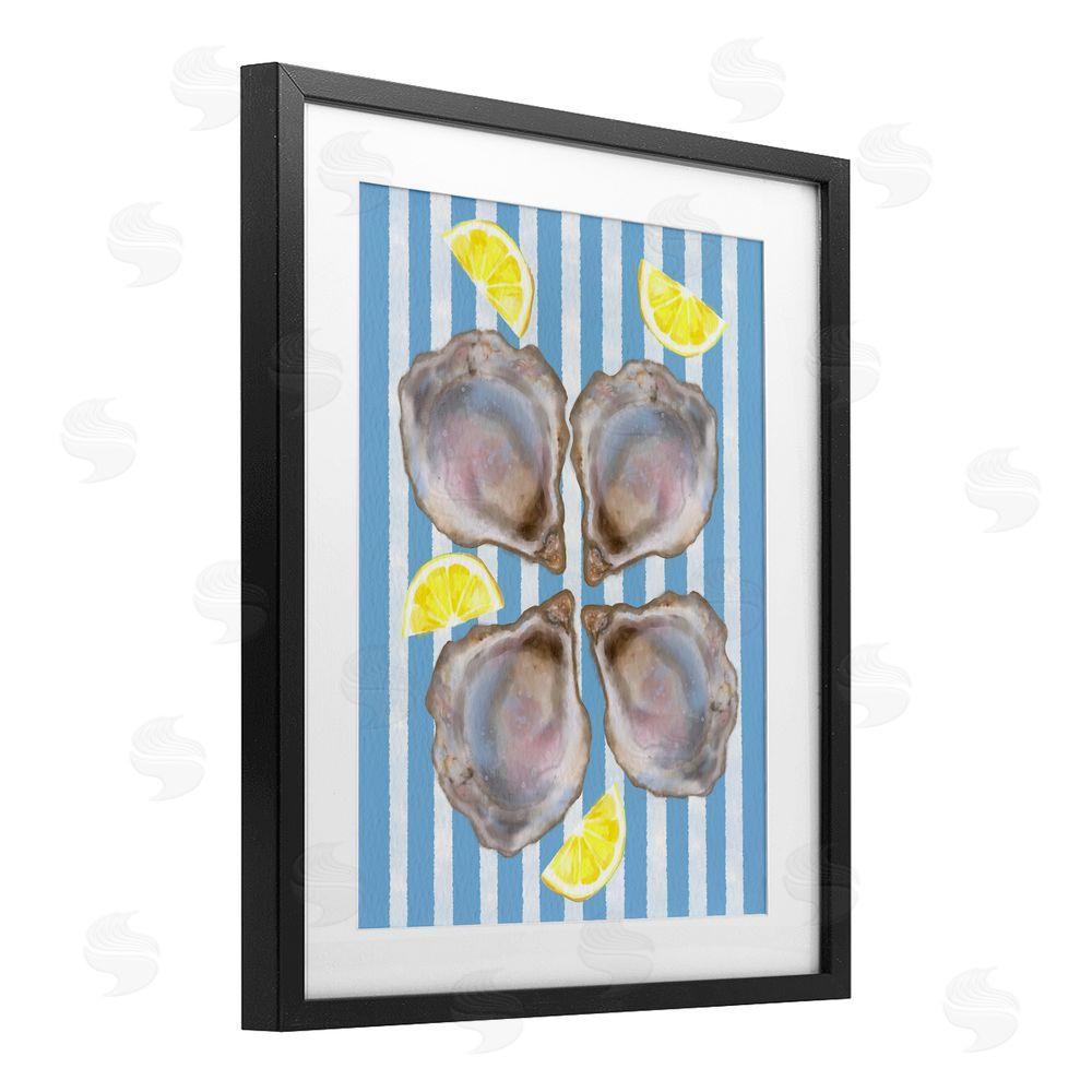Matthew Piotrowicz Blue Stripe Oysters Black Framed Print Under Glass Wall Art