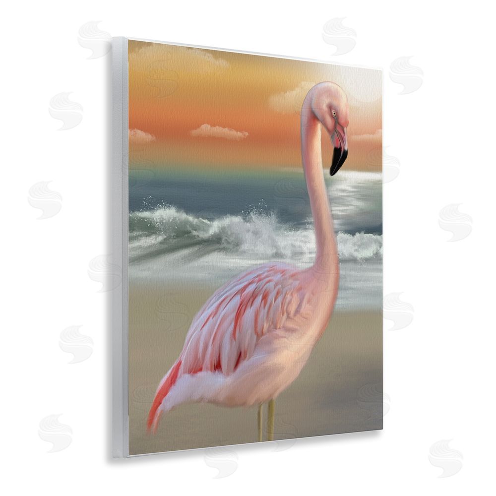 Matthew Piotrowicz Coastal Beach Flamingo Wooden Wall Plaque Art Print