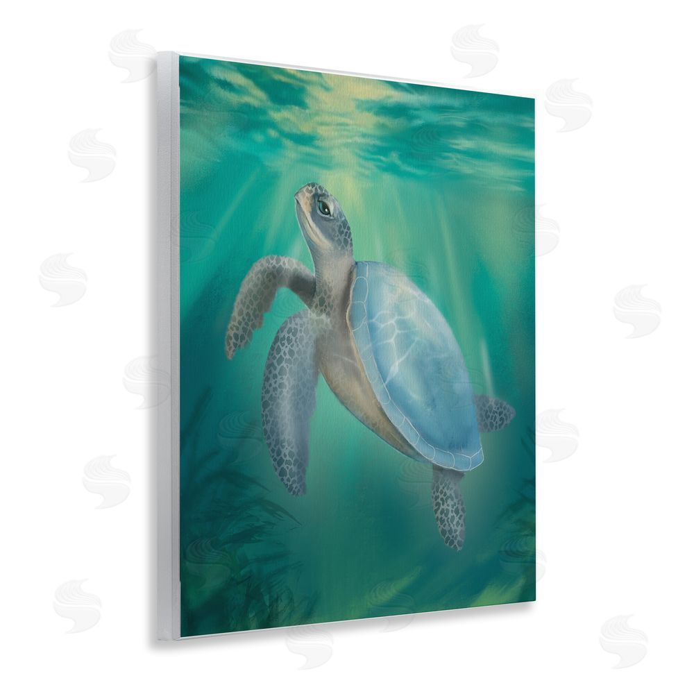 Matthew Piotrowicz Coastal Beach Sea Turtle Wooden Wall Plaque Art Print