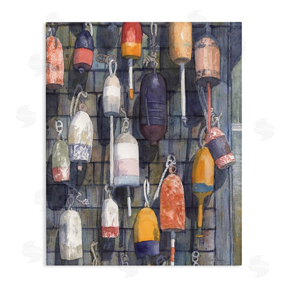 Patti Bishop Watercolor Hanging Buoys Stretched Canvas Wall Art Print