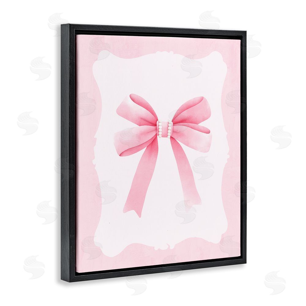 Kim Allen Feminine Bow with Pearls Black Floating Frame Canvas Wall Art Print