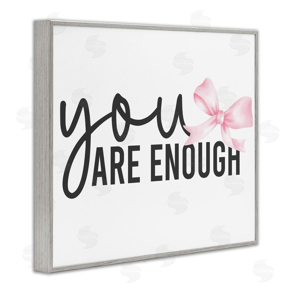 Kim Allen You Are Enough with Ribbon Gray Framed Giclee Wall Art Print