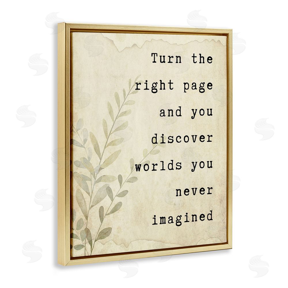 Julia Frost Literary Wonders Quote Gold Floating Frame Canvas Wall Art Print