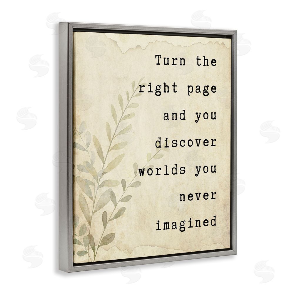 Julia Frost Literary Wonders Quote Gray Floating Frame Canvas Wall Art Print