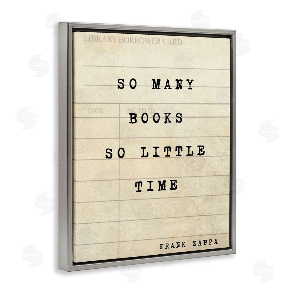Julia Frost Many Books & Little Time Gray Floating Frame Canvas Wall Art Print