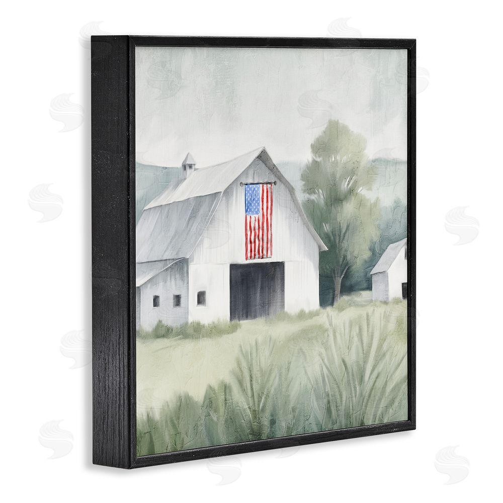 Kim Allen Home USA Flag Barn Black Framed Giclee Wall Art Print