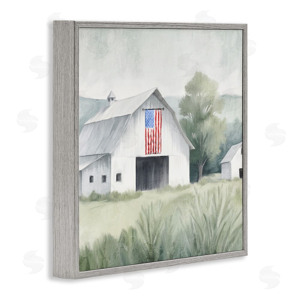 Kim Allen Home USA Flag Barn Gray Framed Giclee Wall Art Print