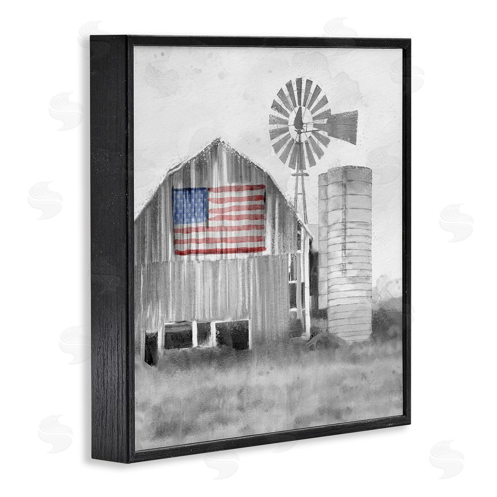 Kim Allen Grandfather's Barn with Flag Black Framed Giclee Wall Art Print