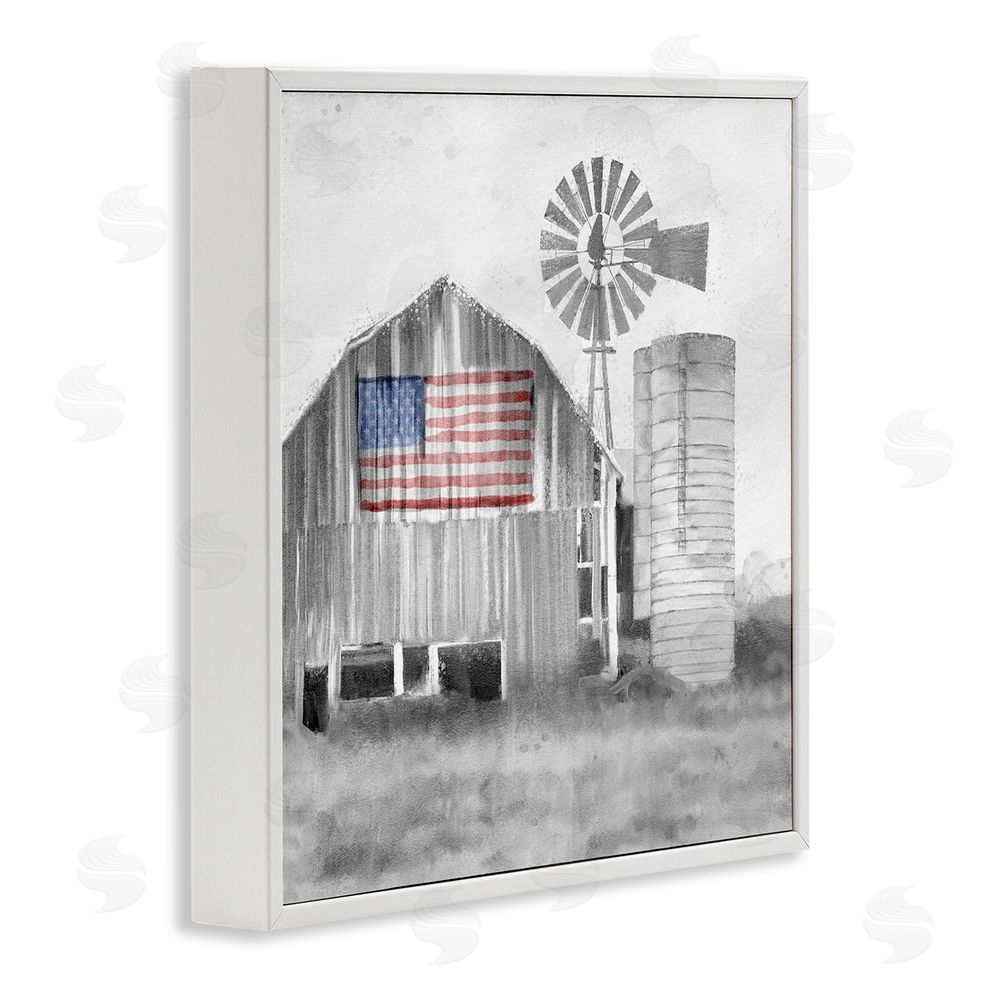 Kim Allen Grandfather's Barn with Flag White Framed Giclee Wall Art Print