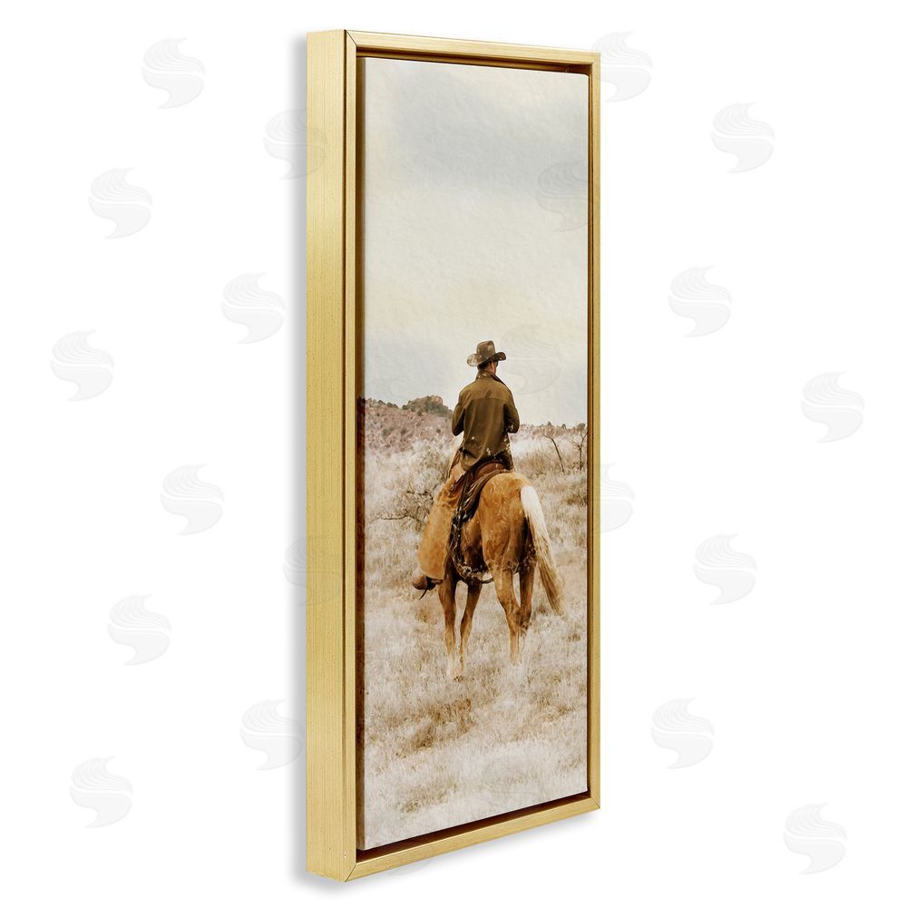 Marcus Prime Wild Wrangling Cowboy Gold Floating Frame Canvas Wall Art Print