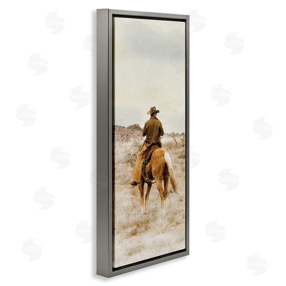 Marcus Prime Wild Wrangling Cowboy Gray Floating Frame Canvas Wall Art Print