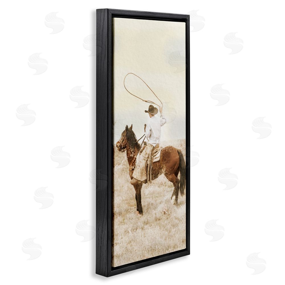 Marcus Prime Wrangling Cowboy Lasso Black Floating Frame Canvas Wall Art Print