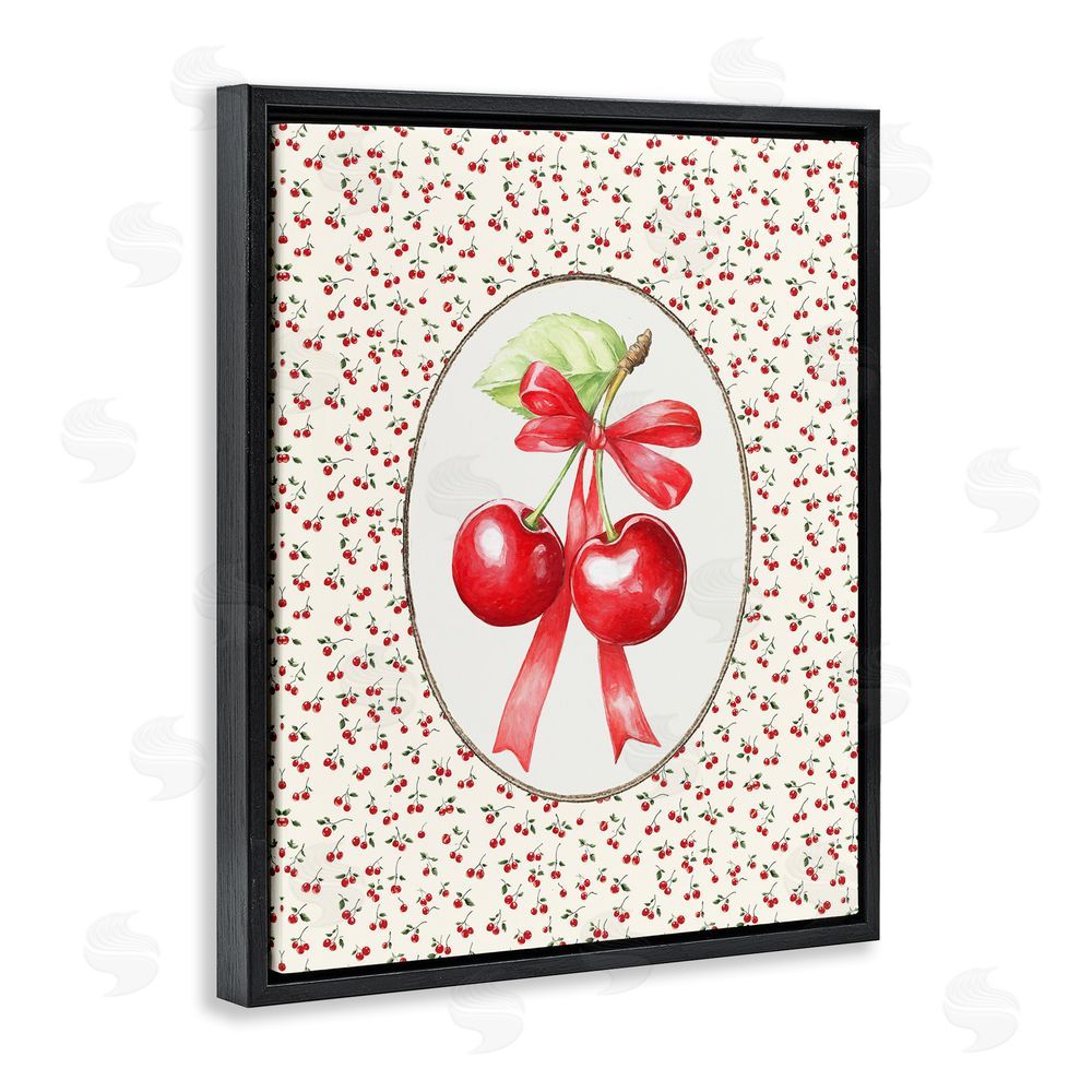 Ramona Murdock Cherries And Berries Vintage Black Floating Frame Canvas Wall Art Print