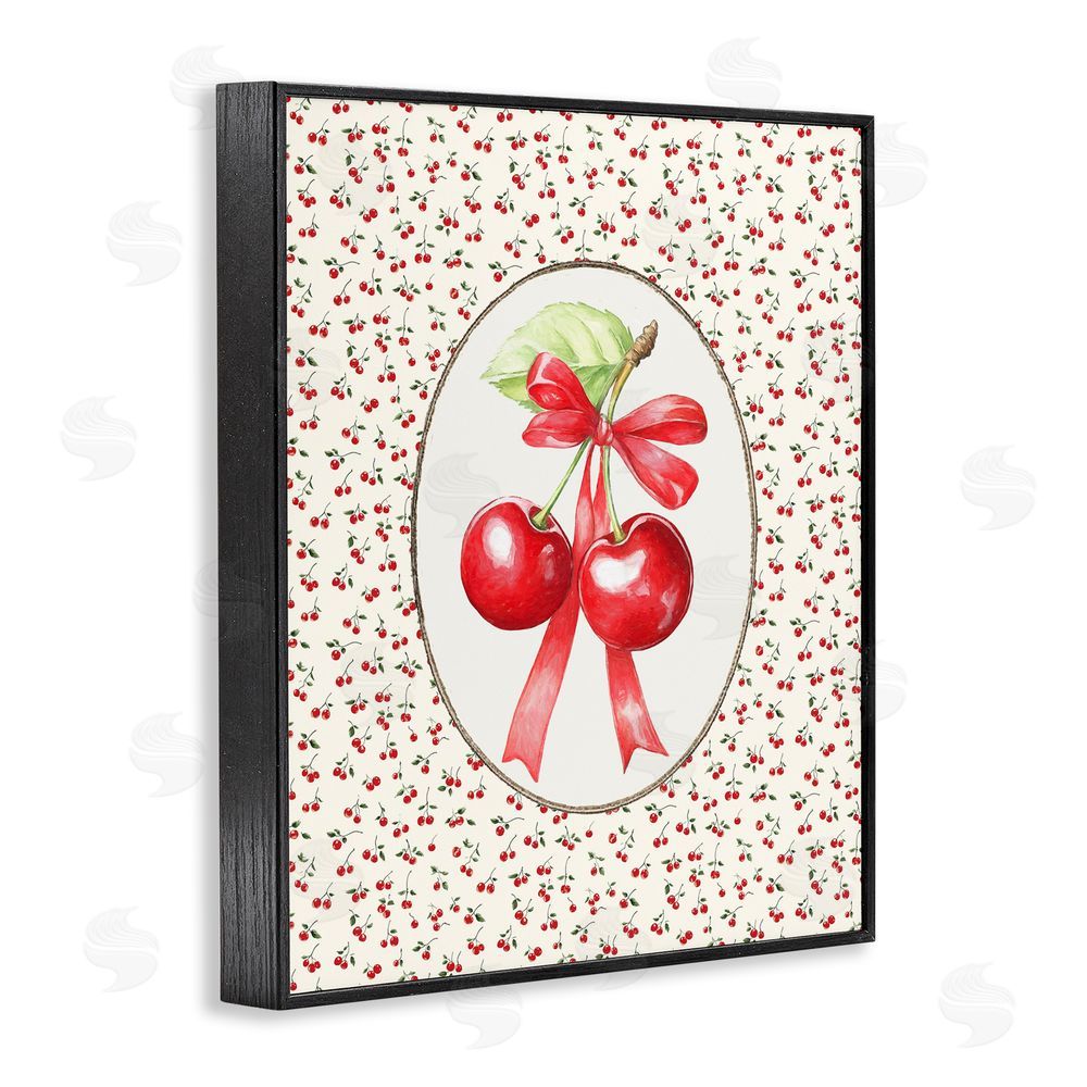 Ramona Murdock Cherries And Berries Vintage Black Framed Giclee Wall Art Print