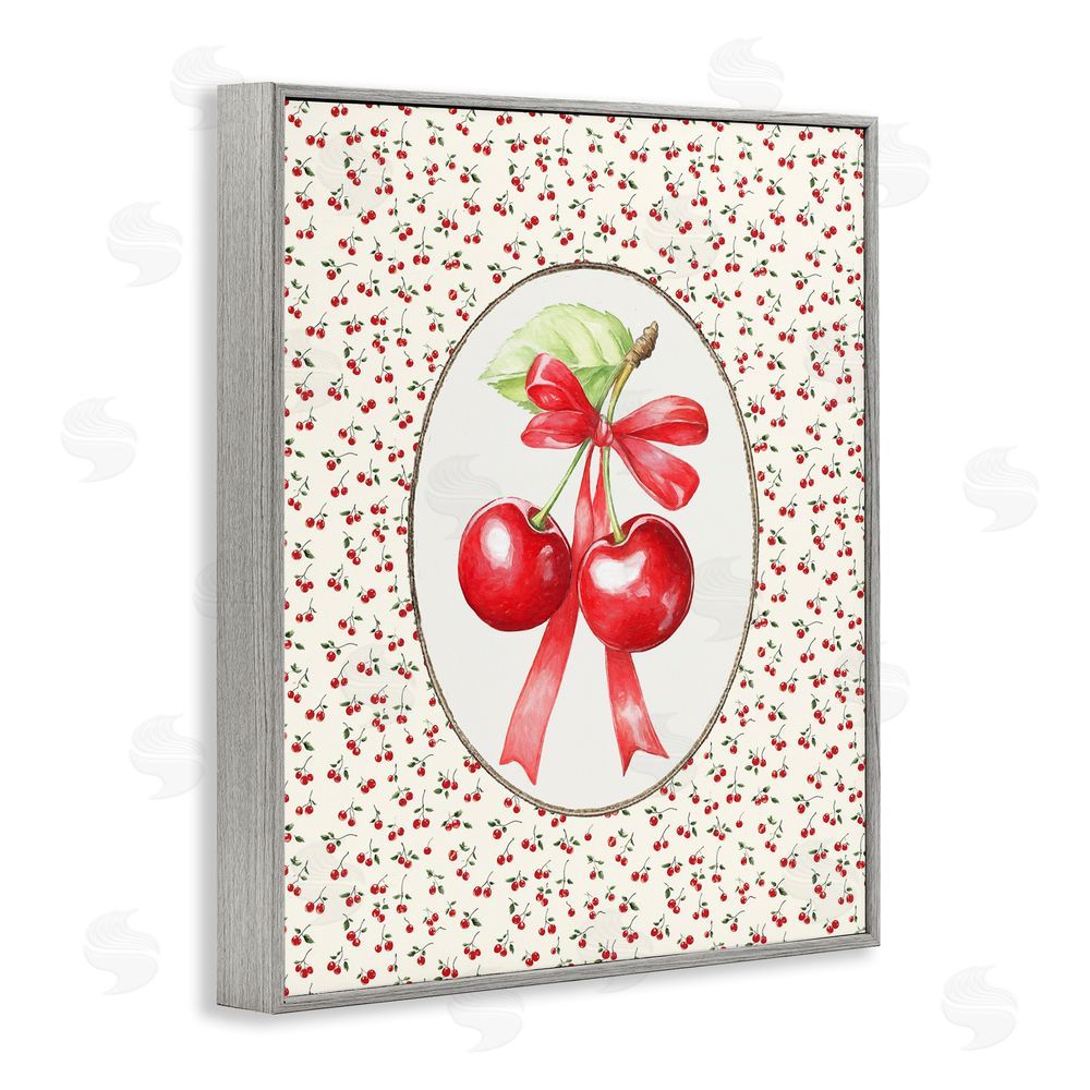 Ramona Murdock Cherries And Berries Vintage Gray Framed Giclee Wall Art Print