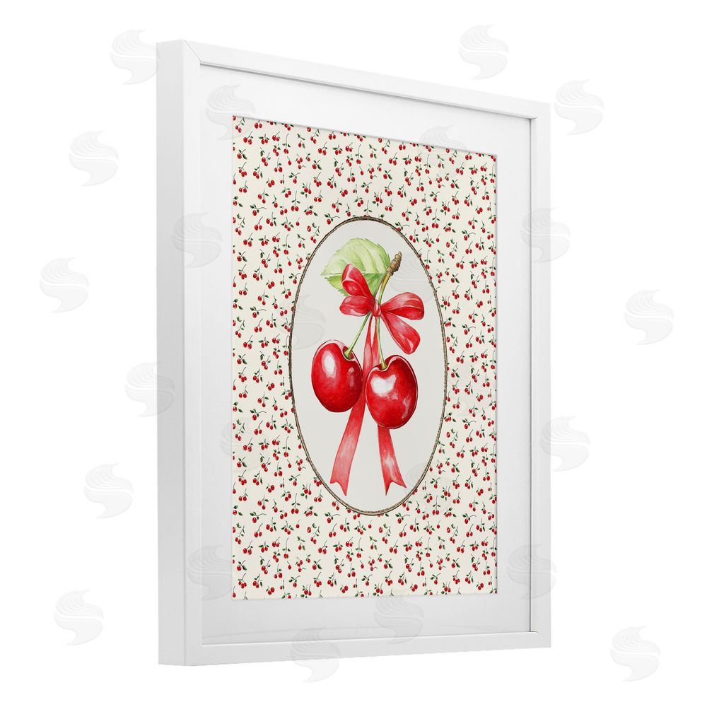 Ramona Murdock Cherries And Berries Vintage White Framed Print Under Glass Wall Art