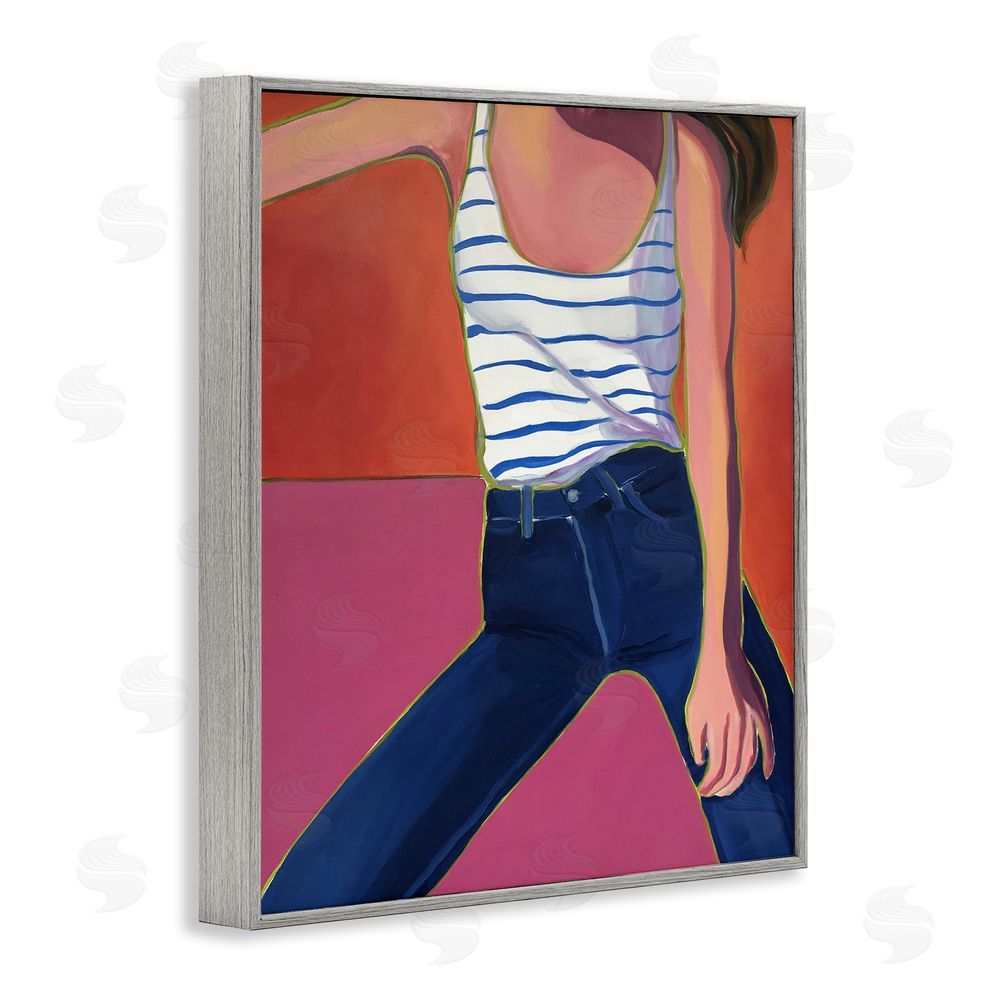 Monica Lee Blue Jean Babe Gray Framed Giclee Wall Art Print