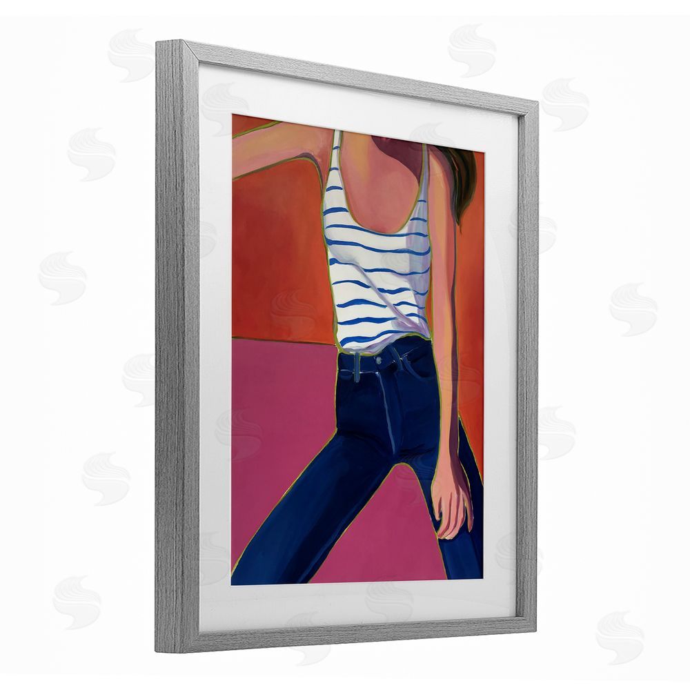 Monica Lee Blue Jean Babe Gray Framed Print Under Glass Wall Art