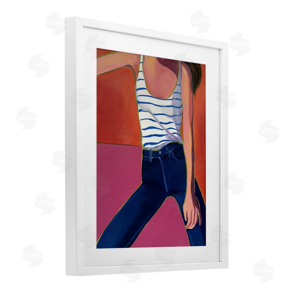 Monica Lee Blue Jean Babe White Framed Print Under Glass Wall Art