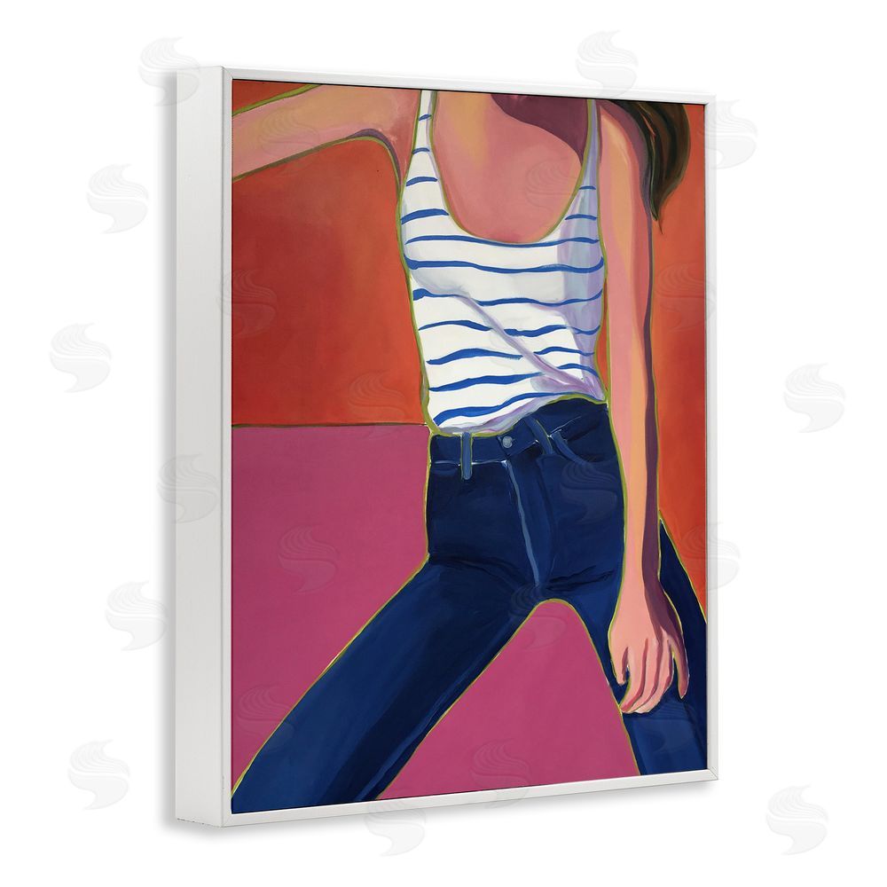 Monica Lee Blue Jean Babe White Framed Giclee Wall Art Print