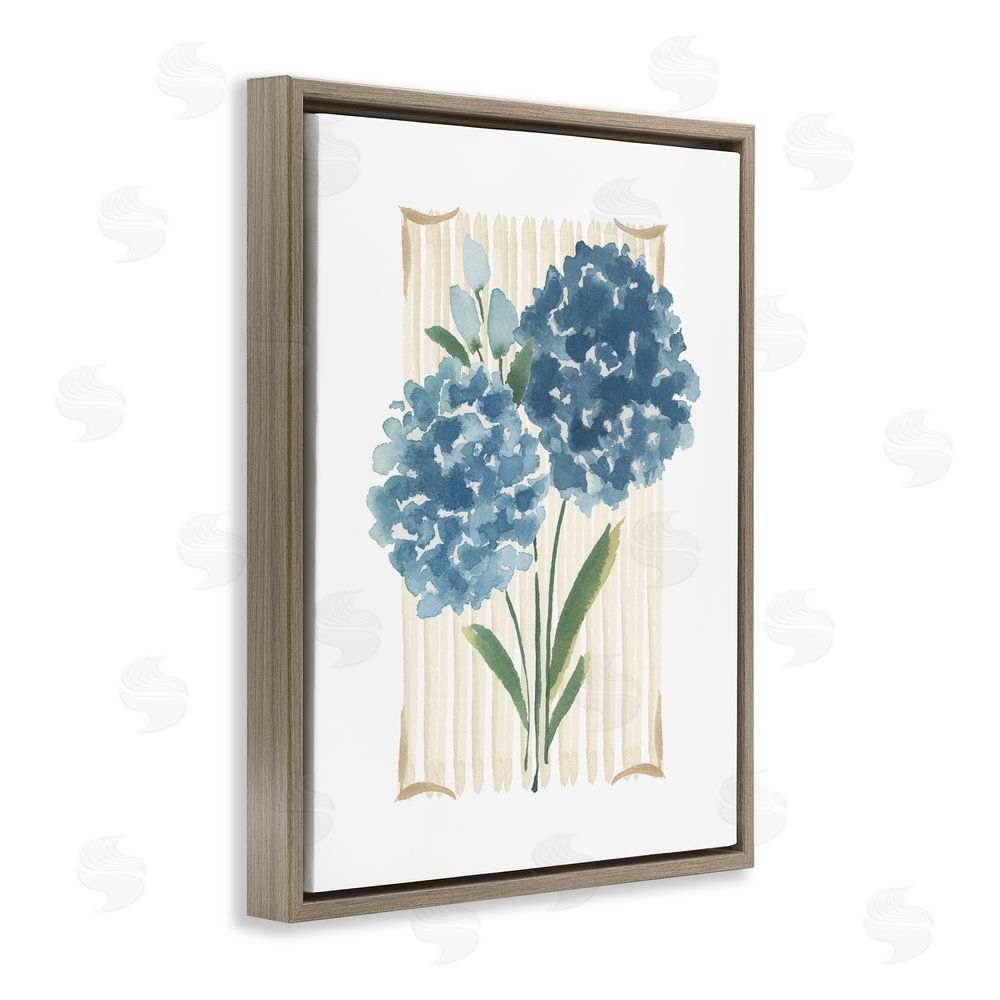 Blue Chair Blessing Blue Hydrangea Garden Bloom Brown Floating Frame Canvas Wall Art Print