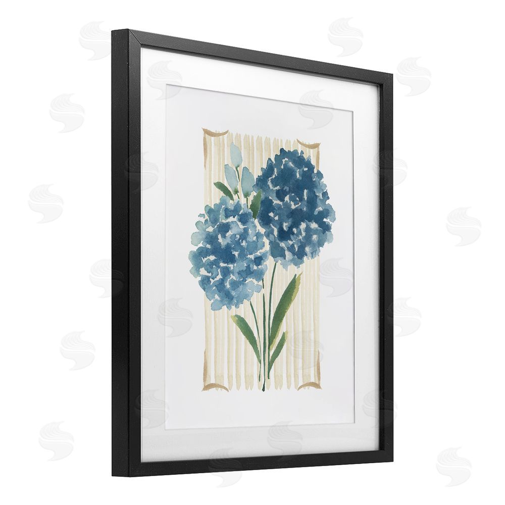 Blue Chair Blessing Blue Hydrangea Garden Bloom Black Framed Print Under Glass Wall Art