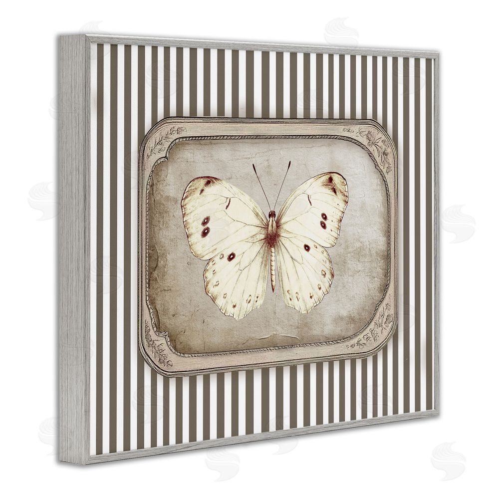 Ramona Murdock Antique Treasures Butterfly Gray Framed Giclee Wall Art Print