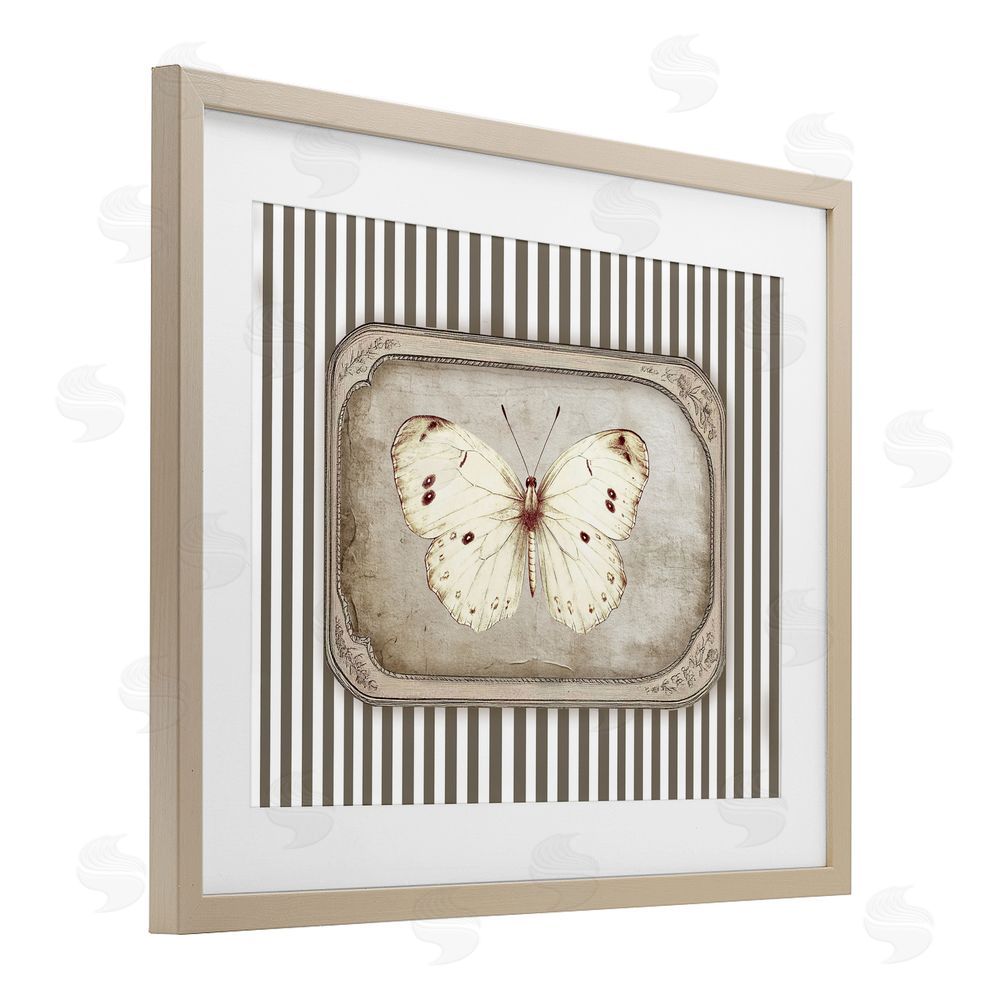 Ramona Murdock Antique Treasures Butterfly Brown Framed Print Under Glass Wall Art