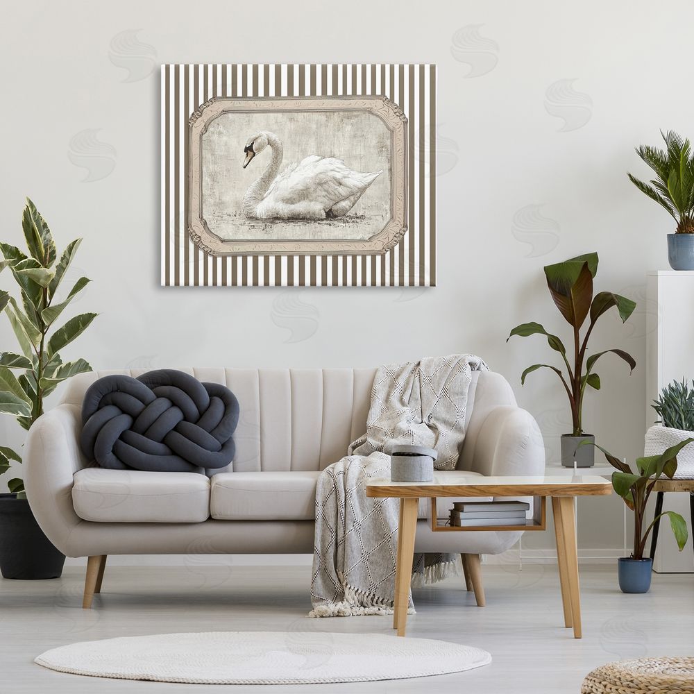 Ramona Murdock Antique Treasures Swan Stretched Canvas Wall Art in Room
