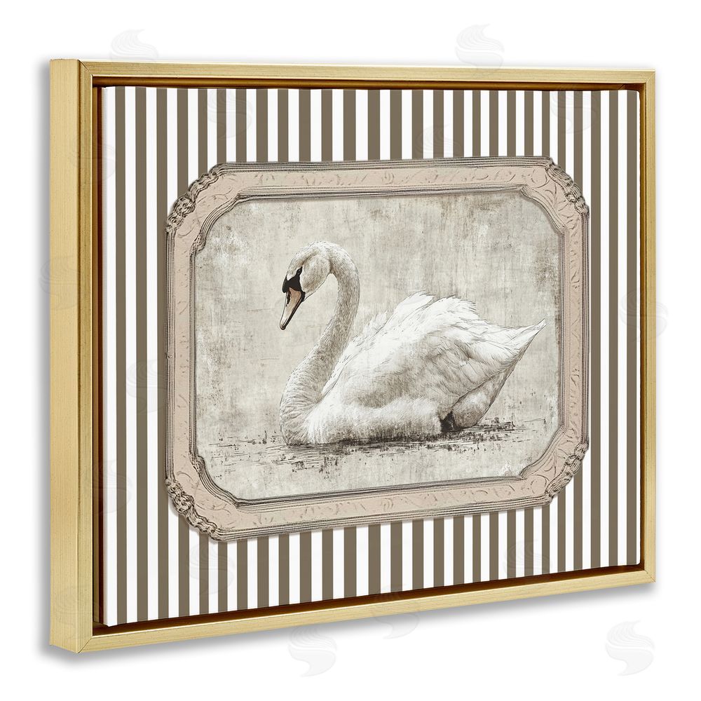 Ramona Murdock Antique Treasures Swan Gold Floating Frame Canvas Wall Art Print
