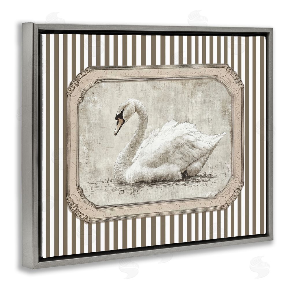 Ramona Murdock Antique Treasures Swan Gray Floating Frame Canvas Wall Art Print