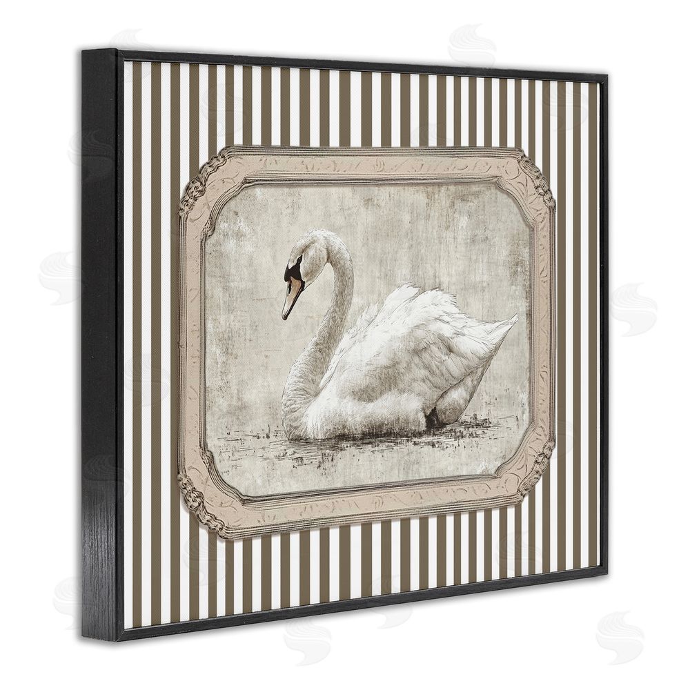 Ramona Murdock Antique Treasures Swan Black Framed Giclee Wall Art Print
