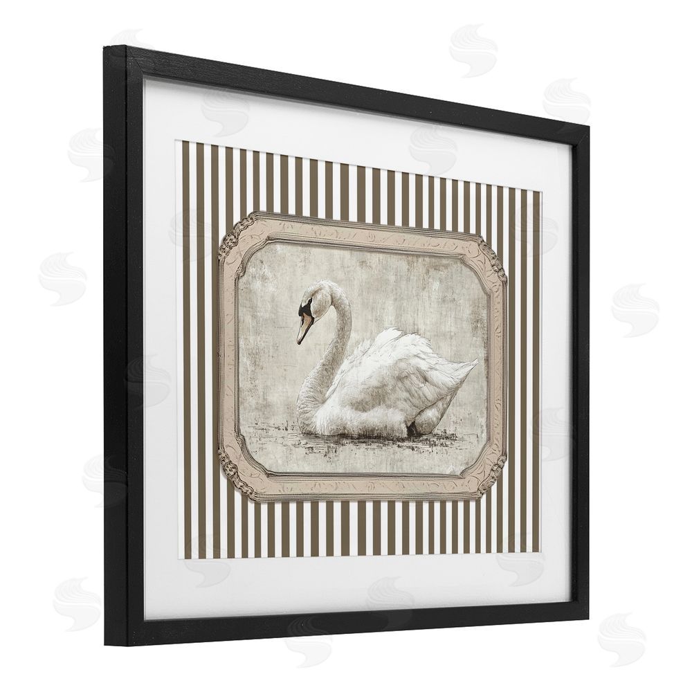 Ramona Murdock Antique Treasures Swan Black Framed Print Under Glass Wall Art
