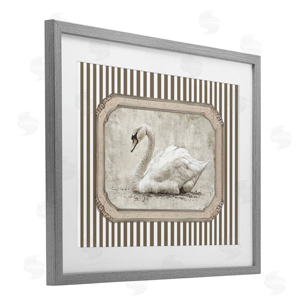 Ramona Murdock Antique Treasures Swan Gray Framed Print Under Glass Wall Art