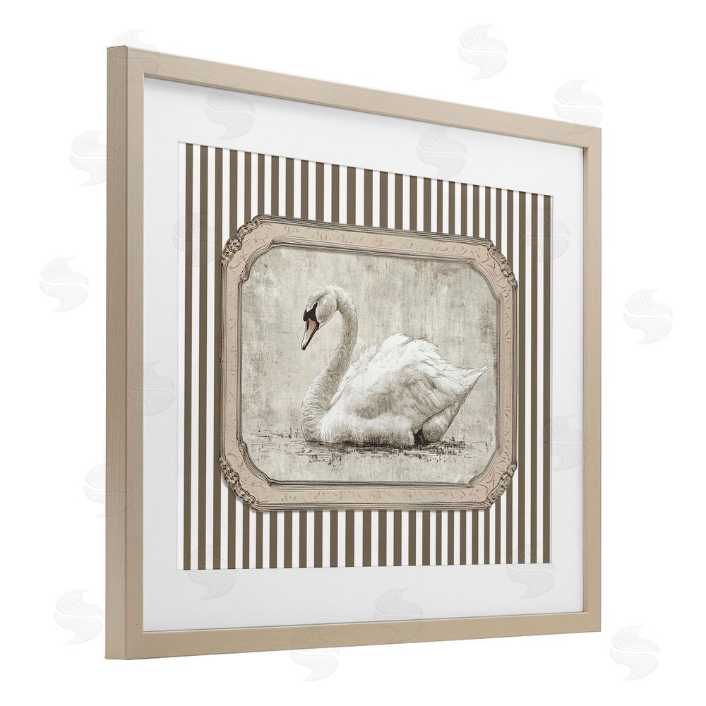 Ramona Murdock Antique Treasures Swan Brown Framed Print Under Glass Wall Art