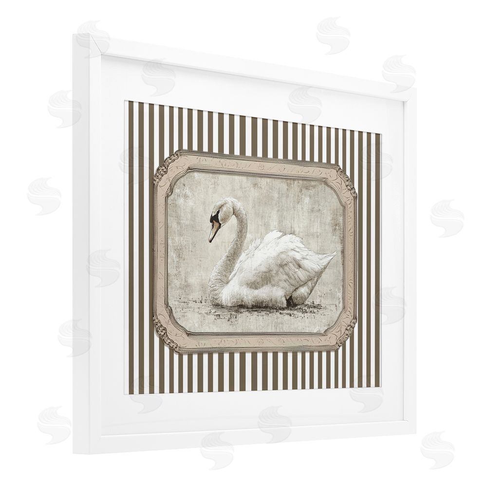 Ramona Murdock Antique Treasures Swan White Framed Print Under Glass Wall Art