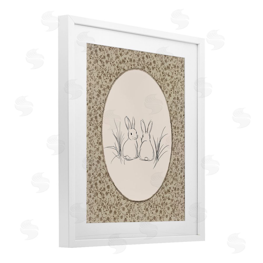 Ramona Murdock Vintage Baby Bunnies White Framed Print Under Glass Wall Art