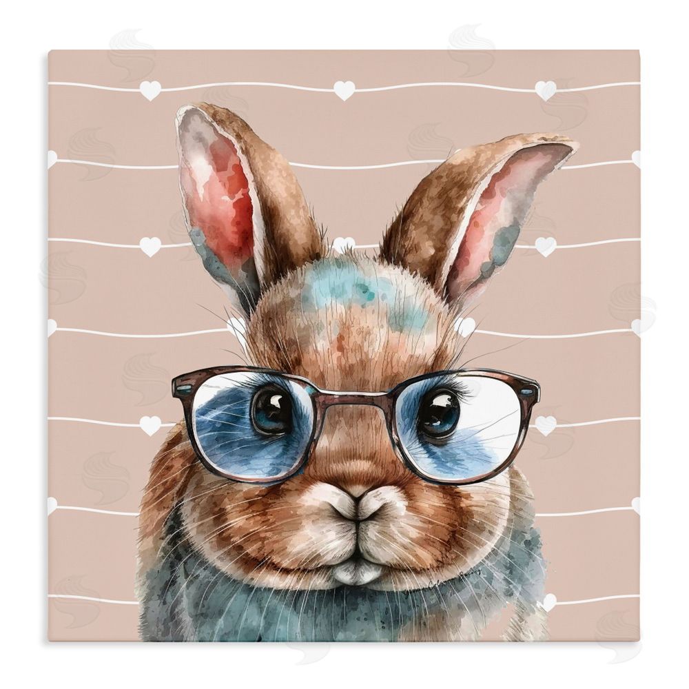 Yvonne Coleman Burney Buster Rabbit with Specs Stretched Canvas Wall Art Print