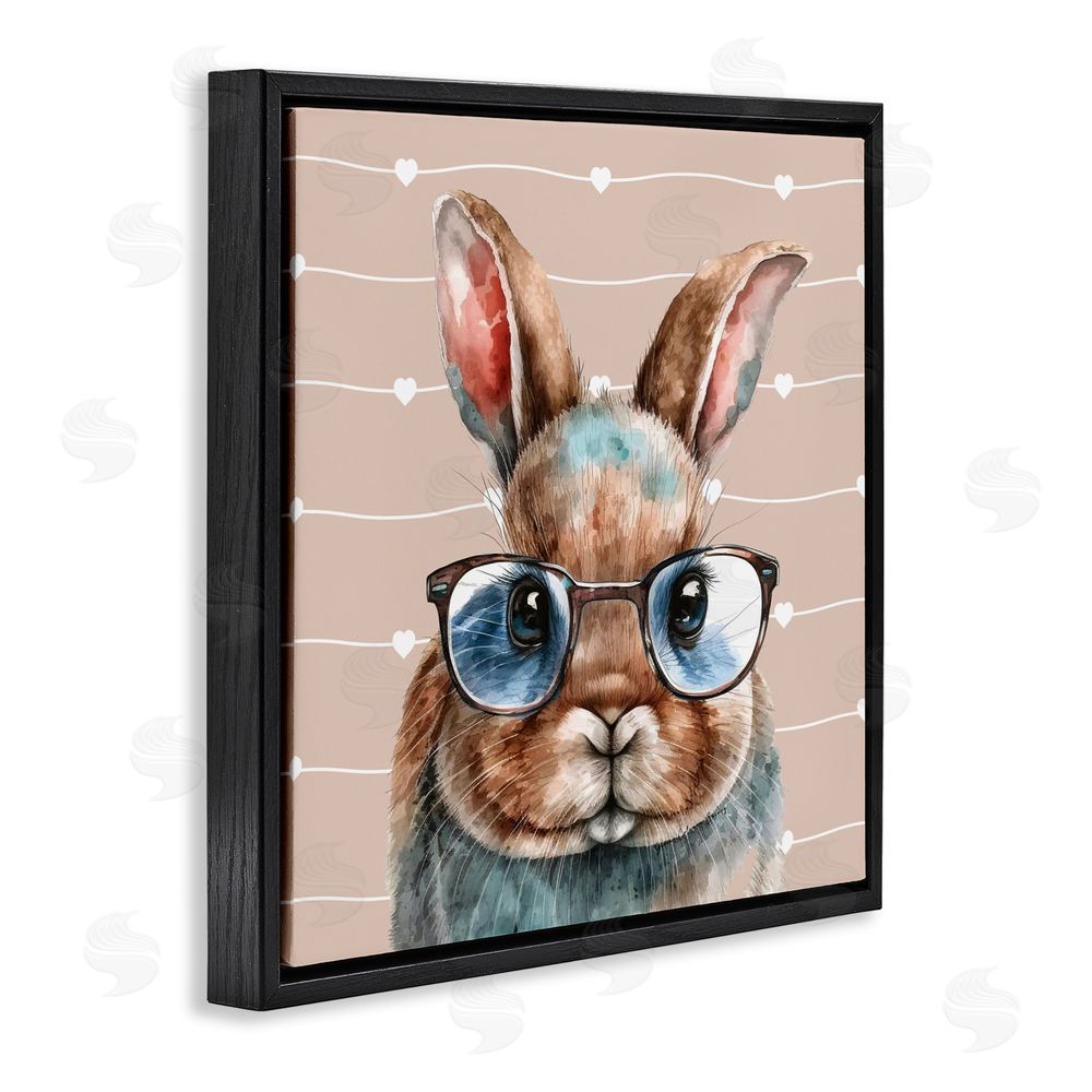 Yvonne Coleman Burney Buster Rabbit with Specs Black Floating Frame Canvas Wall Art Print
